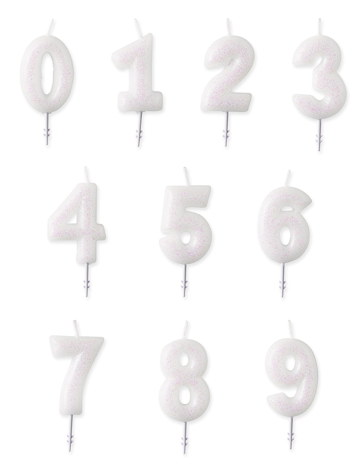 Bougie chiffre pour anniversaire blanche à paillettes