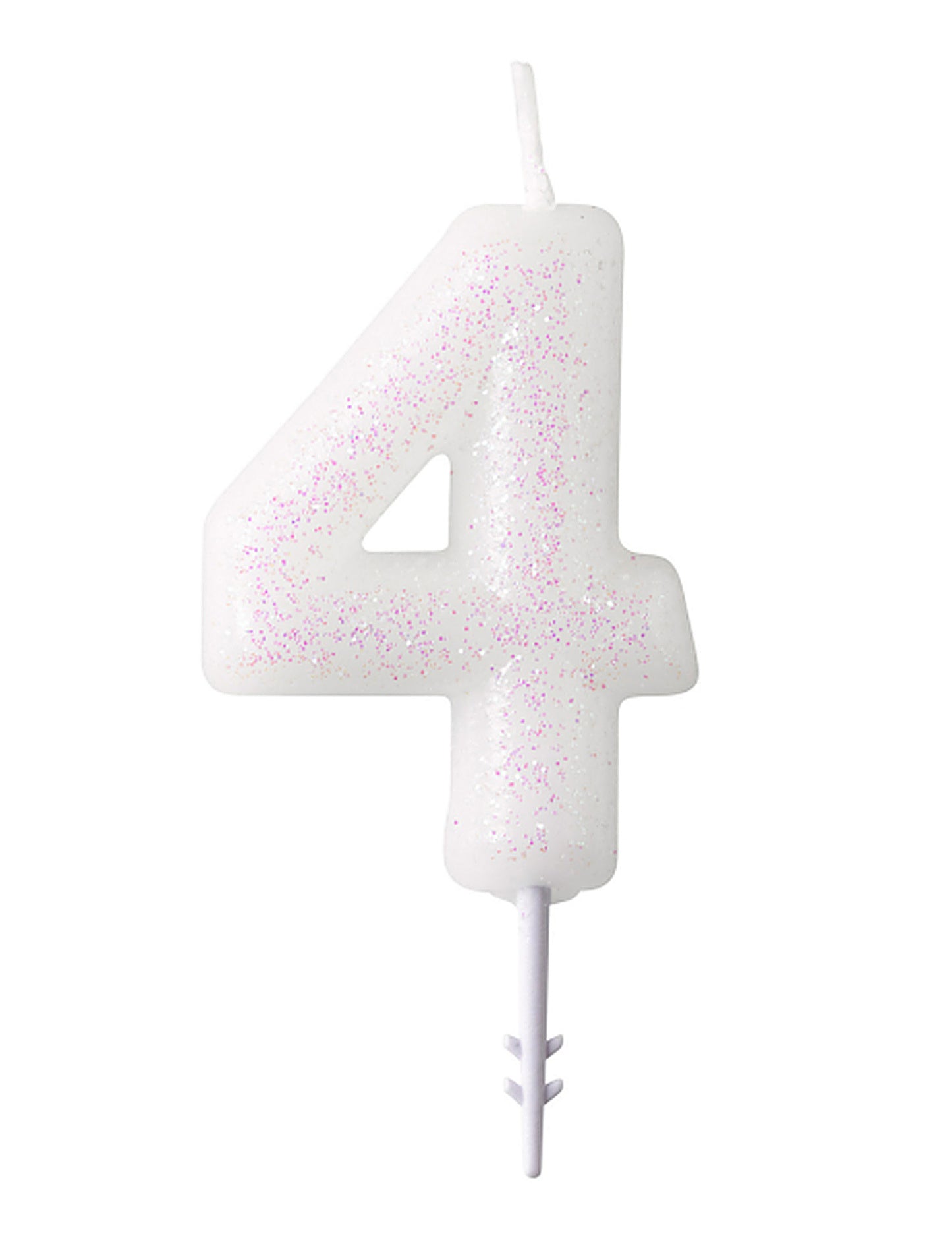 Lumânare albă cu figură albă cu sclipici de 6,5 cm