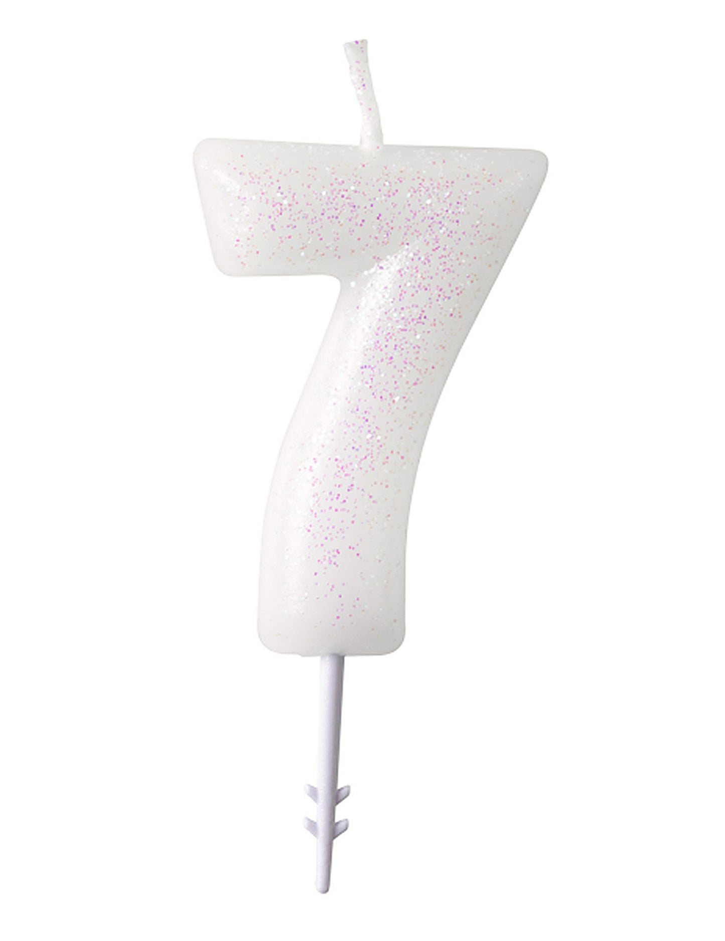 Lumânare albă cu figură albă cu sclipici de 6,5 cm