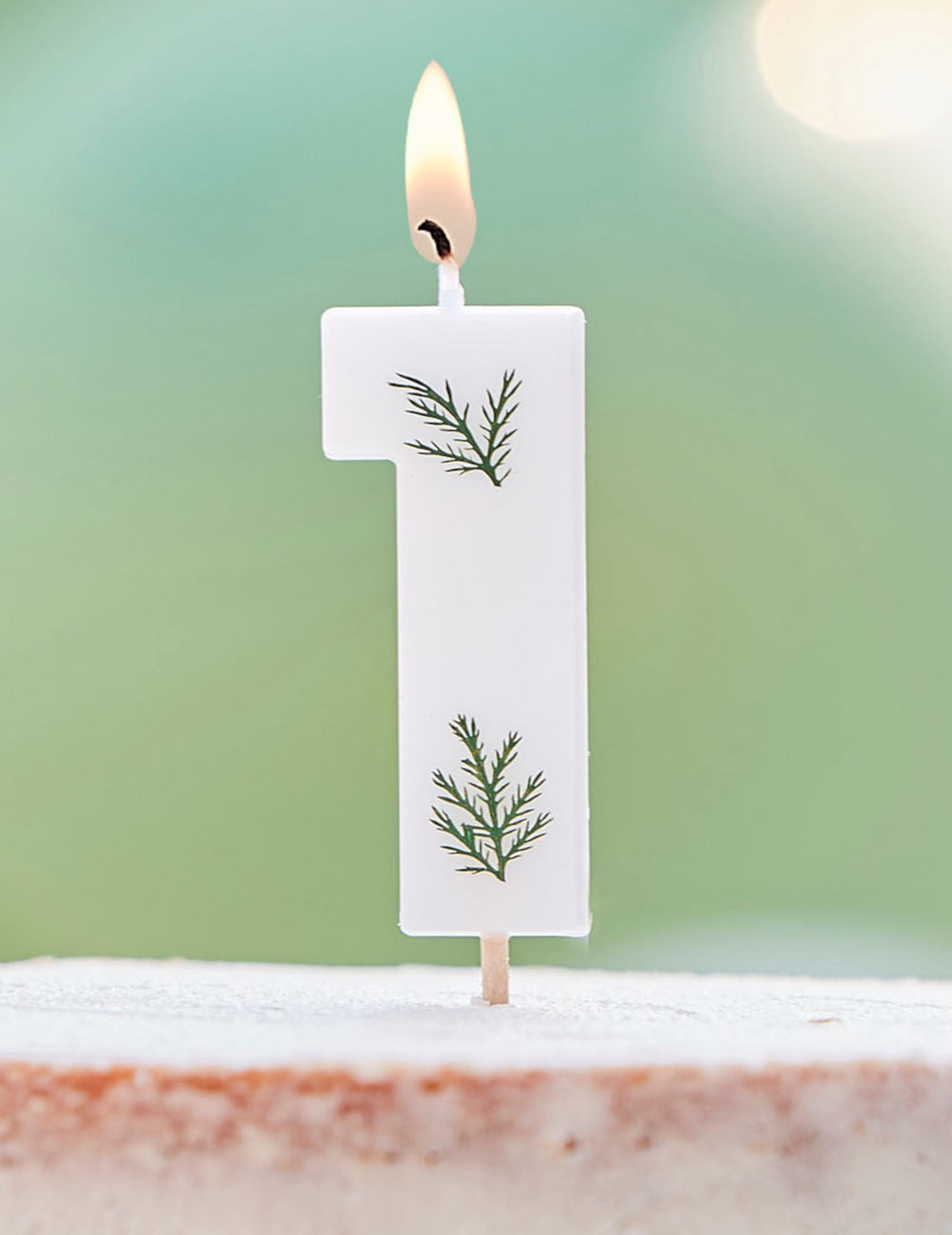 Numéro 1 de la bougie chiffre feuilles naturelles pour anniversaire