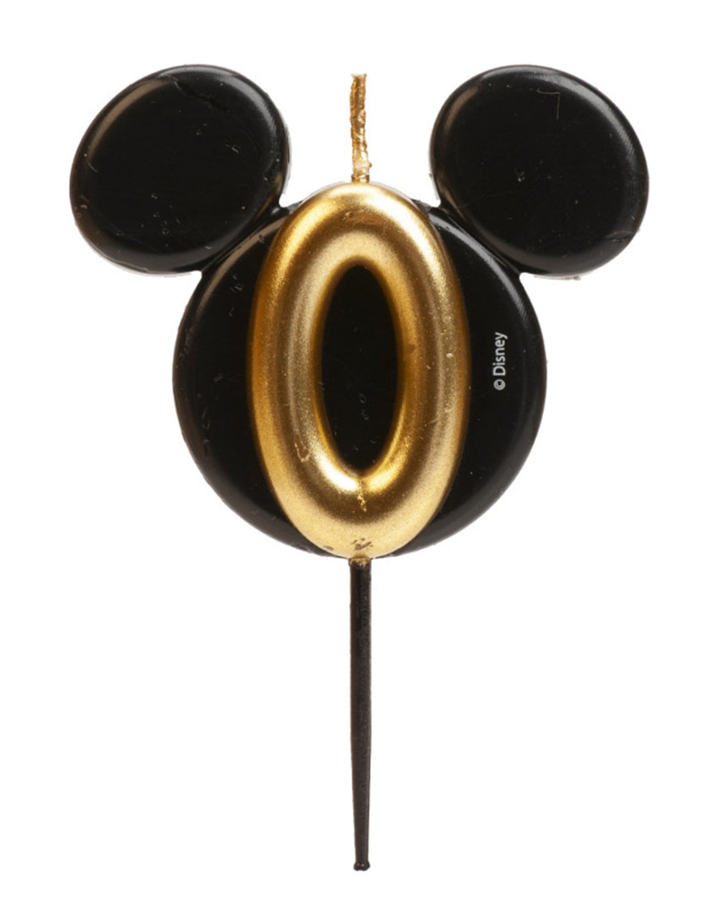 Vue du chiffre 0 doré de la bougie chiffre Mickey Mouse