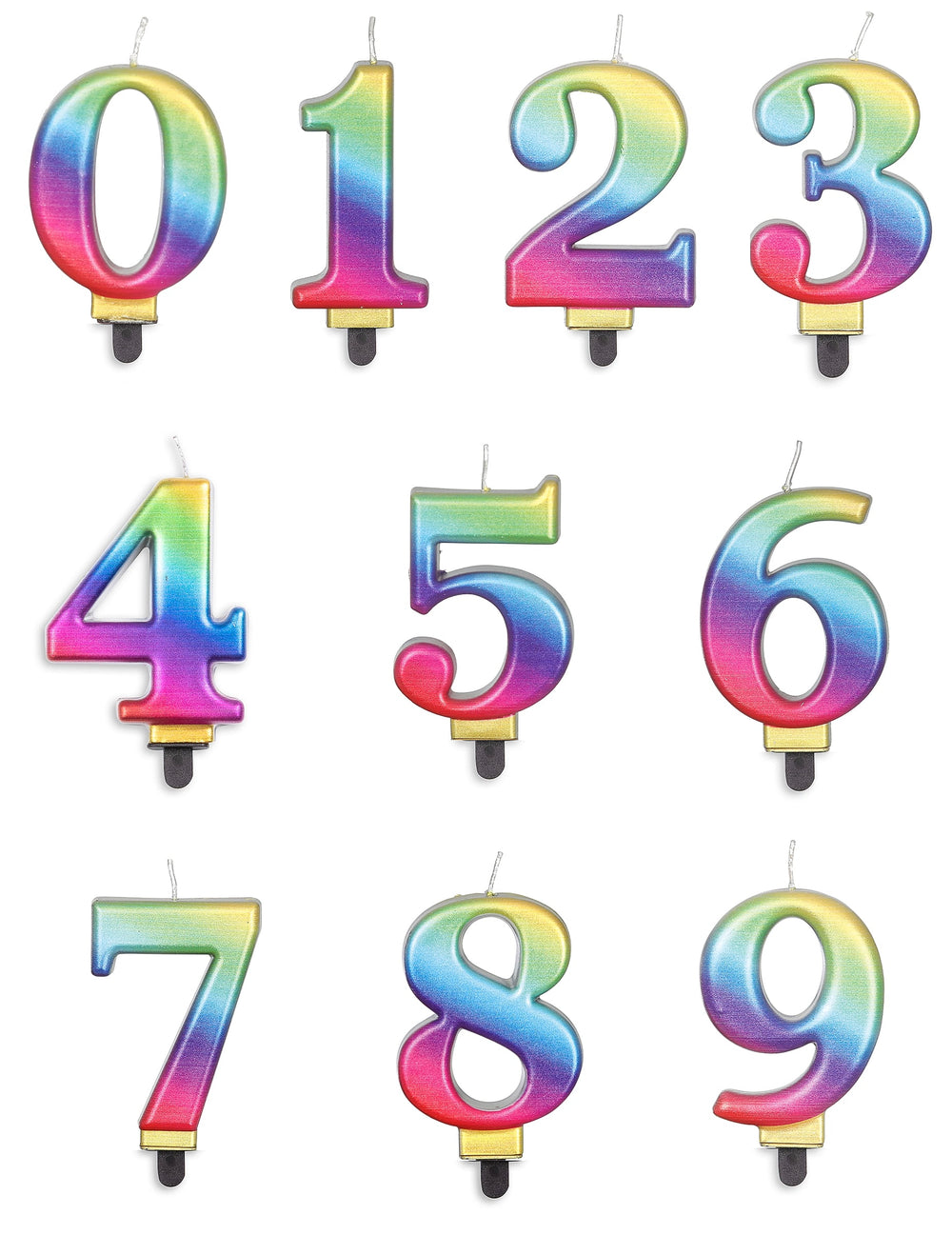 Bougie chiffre multicolore pour anniversaire avec dégradé arc-en-ciel