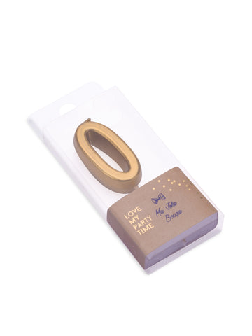 Lumânare de ziua de naștere cu numărul 0, auriu metalic, 4.3 cm cu vârf