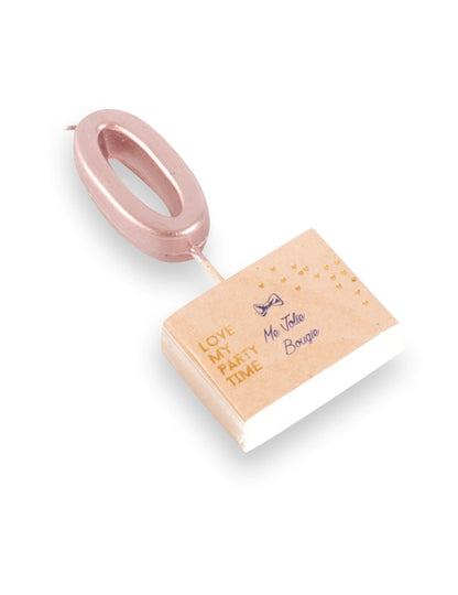 Lumânare de ziua de naștere cu numărul 0, auriu roz, 4.3 cm efect metalic