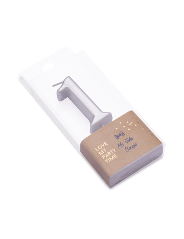 Lumânare de ziua de naștere cu numărul 1, metalică argintie, 4.3 cm cu vârf