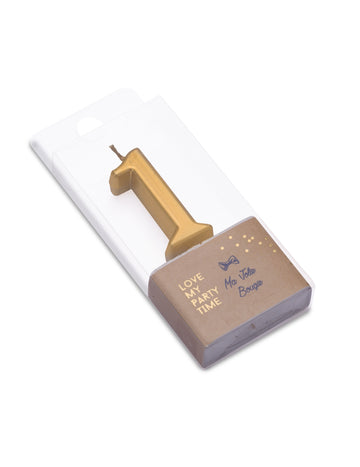 Lumânare de ziua de naștere cu numărul 1, auriu metalic, 4.3 cm cu vârf