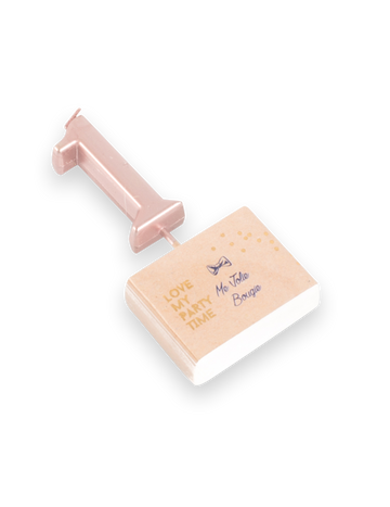 Lumânare de aniversare cifră 1 rose gold 4,3 cm cu țepușă 