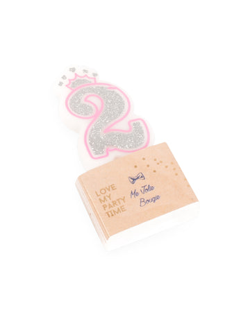 Lumânare de ziua de naștere cu numărul 2 prințesă 5.8 cm paiete