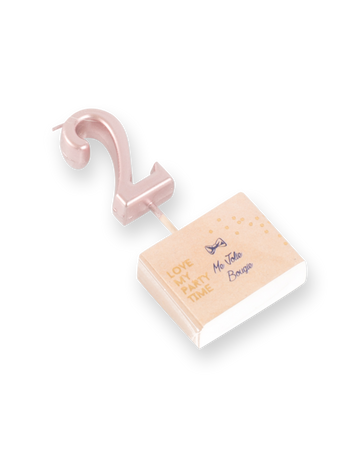 Lumânare de ziua de naștere cu numărul 2, auriu roz, 4.3 cm cu vârf