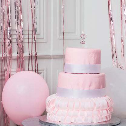 Bougie d'anniversaire chiffre 2 rose gold avec pic