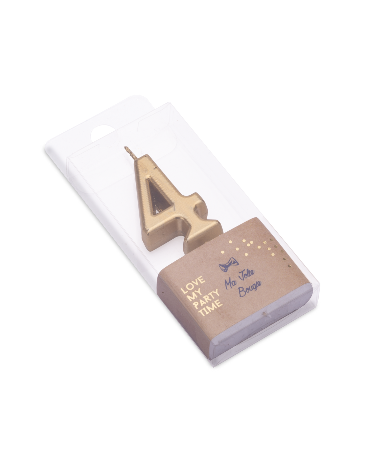 Lumânare de ziua de naștere cu numărul 4, auriu metalic, 4.3 cm ceară