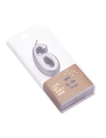 Lumânare de ziua de naștere cu numărul 6, metalică argintie, 4.3 cm cu vârf