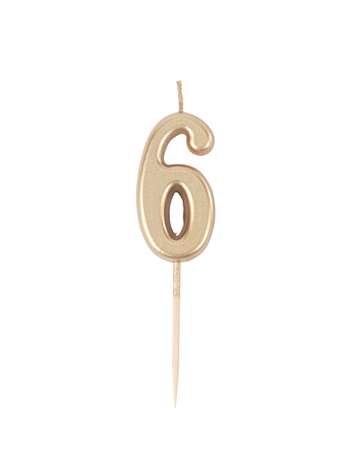 Lumânare de ziua de naștere cu numărul 6, auriu metalic, 4.3 cm cu vârf