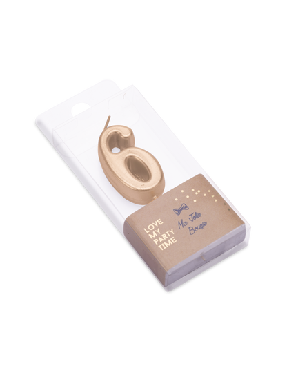 Lumânare de ziua de naștere cu numărul 6, auriu metalic, 4.3 cm cu vârf