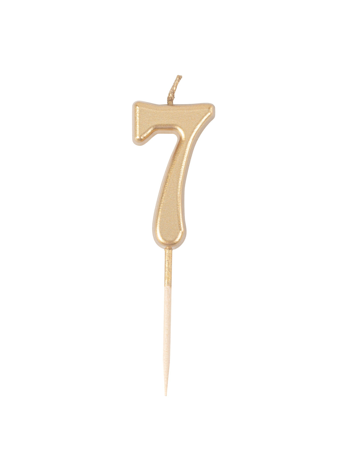 Lumânare de ziua de naștere cu numărul 7, auriu metalic, 4.3 cm în vârf