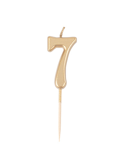Lumânare de ziua de naștere cu numărul 7, auriu metalic, 4.3 cm în vârf