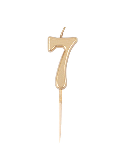Lumânare de ziua de naștere cu numărul 7, auriu metalic, 4.3 cm în vârf