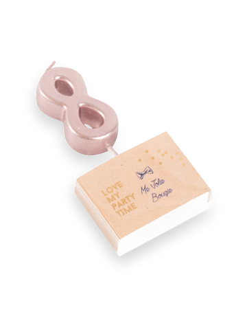 Bougie d'anniversaire chiffre 8 rose gold 4,3 cm métallisée avec pic