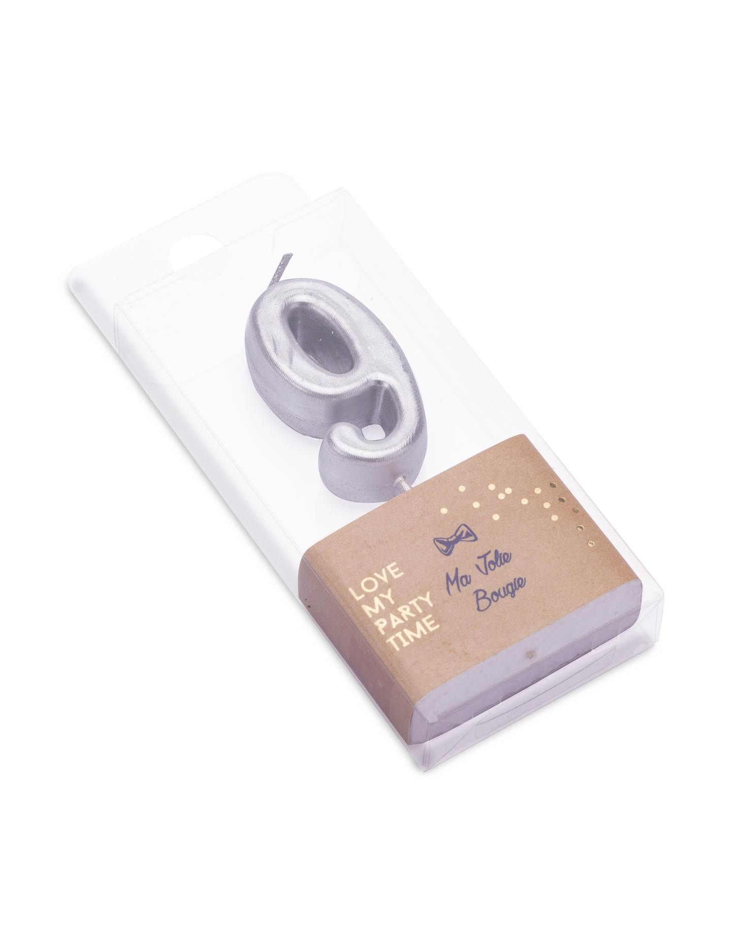 Lumânare de ziua de naștere cu numărul 9, metalică argintie, 4.3 cm cu vârf