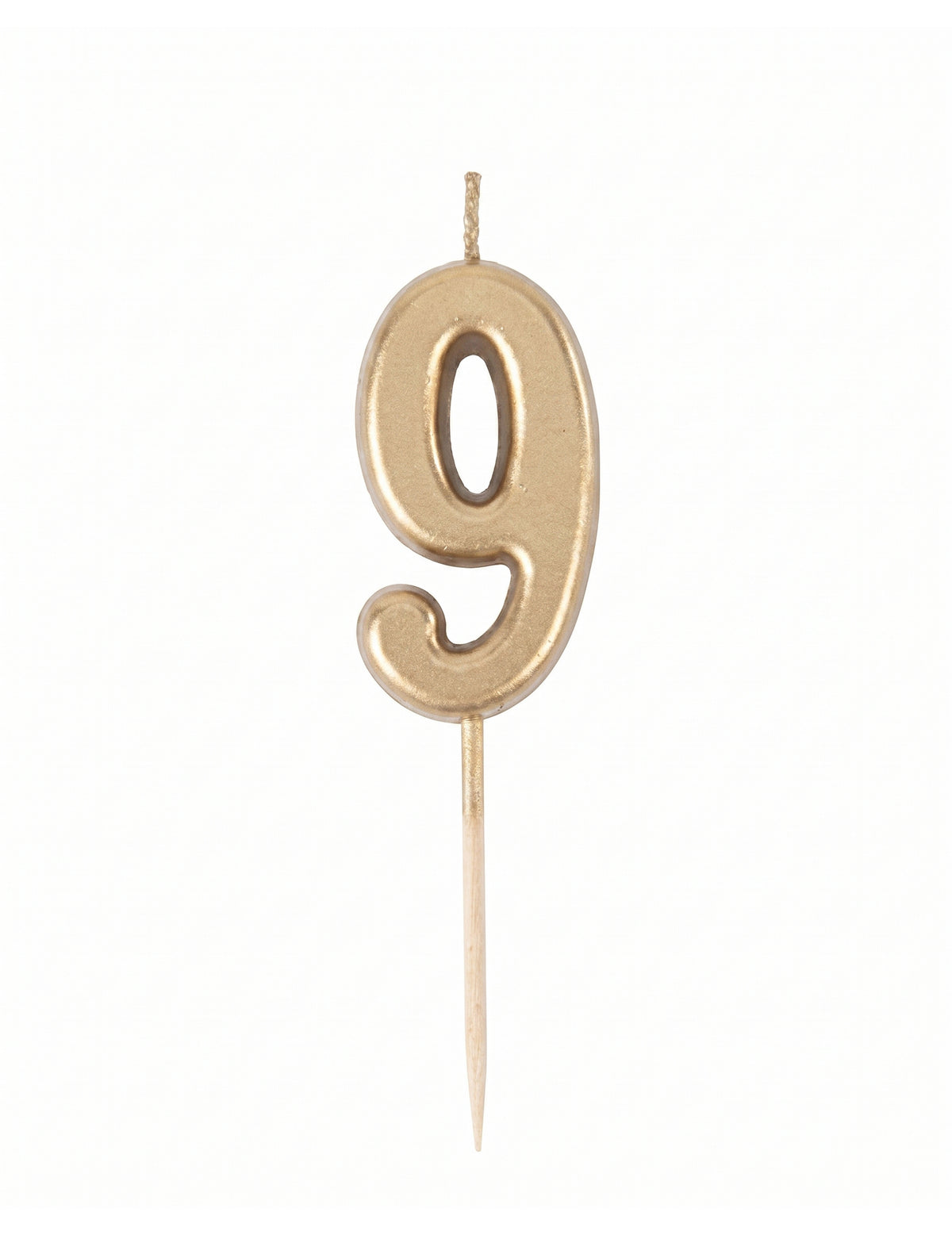 Lumânare de ziua de naștere cu numărul 9, auriu metalic, 4.3 cm cu vârf