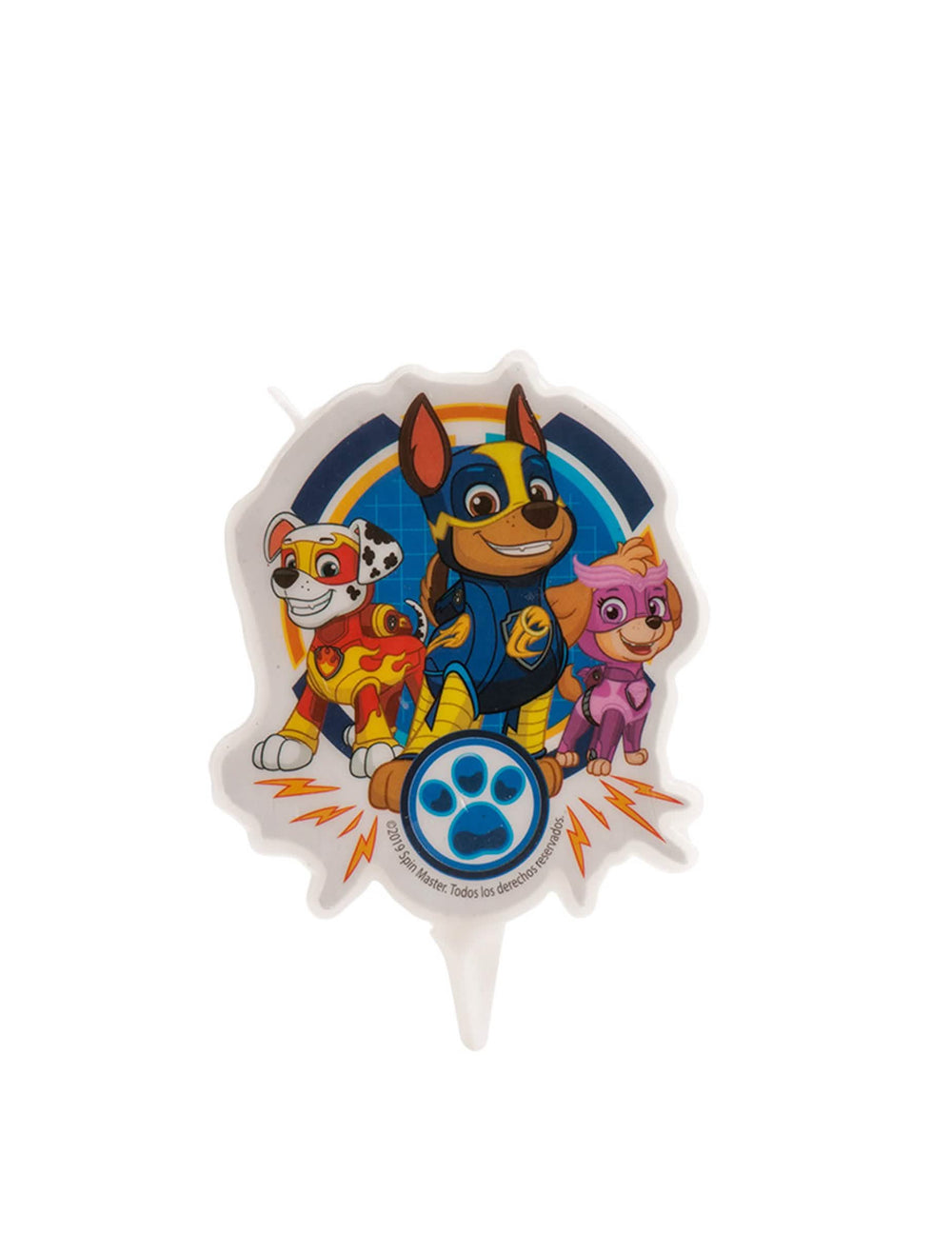 Lumânare de aniversare Pat'Patrouille pentru copil multicolor cu personajele Mighty Pups