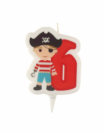 Lumânare de aniversare pirat cifră 6 cu bețișor 