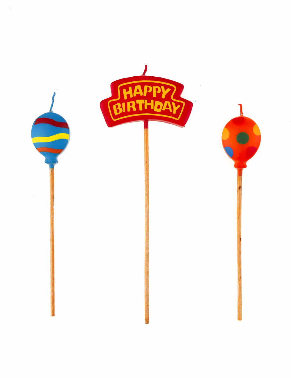 lumânări Happy Birthday multicolore cu motive de baloane