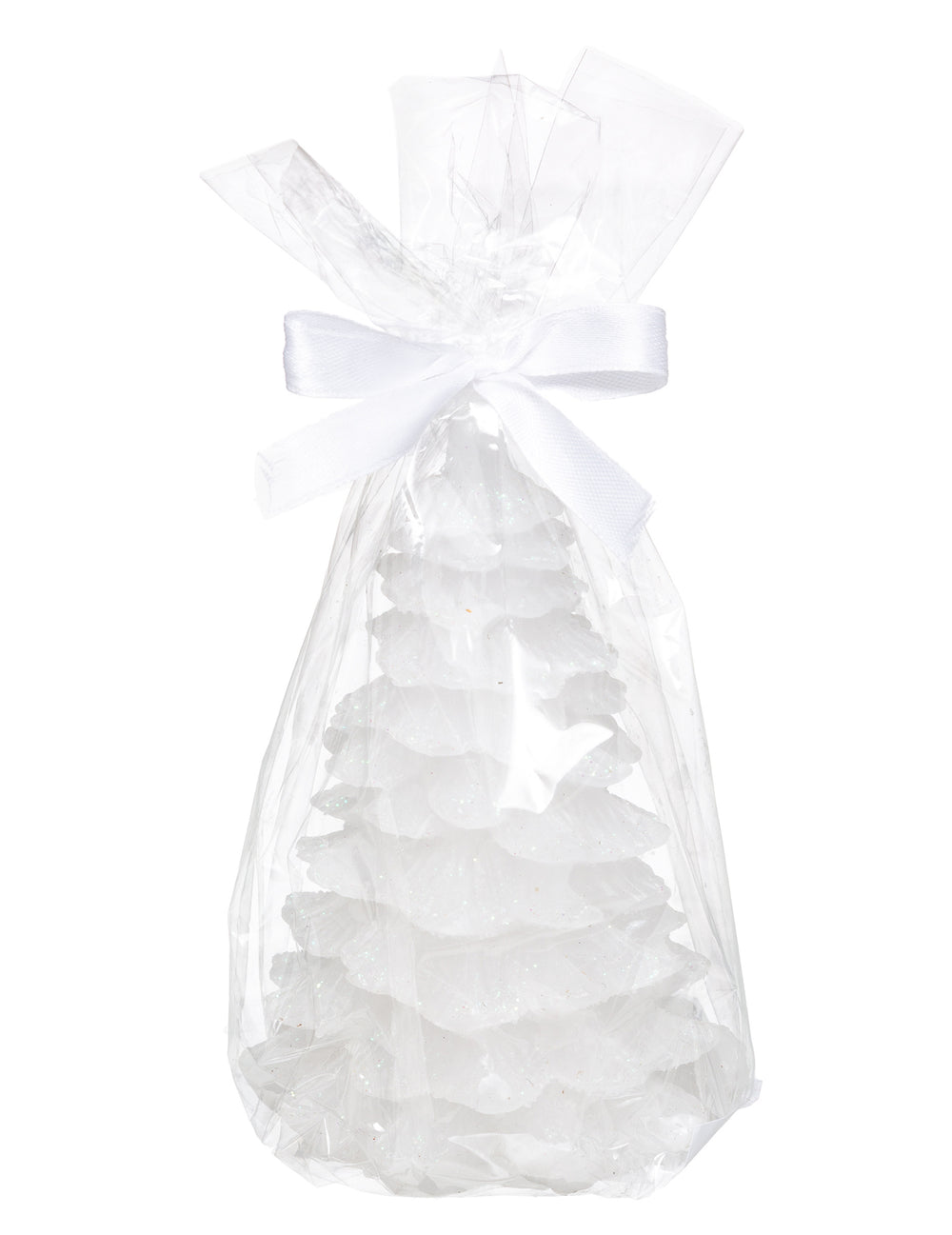 Détail de l'emballage cadeau de la bougie lumineuse sapin pour décoration de Noël