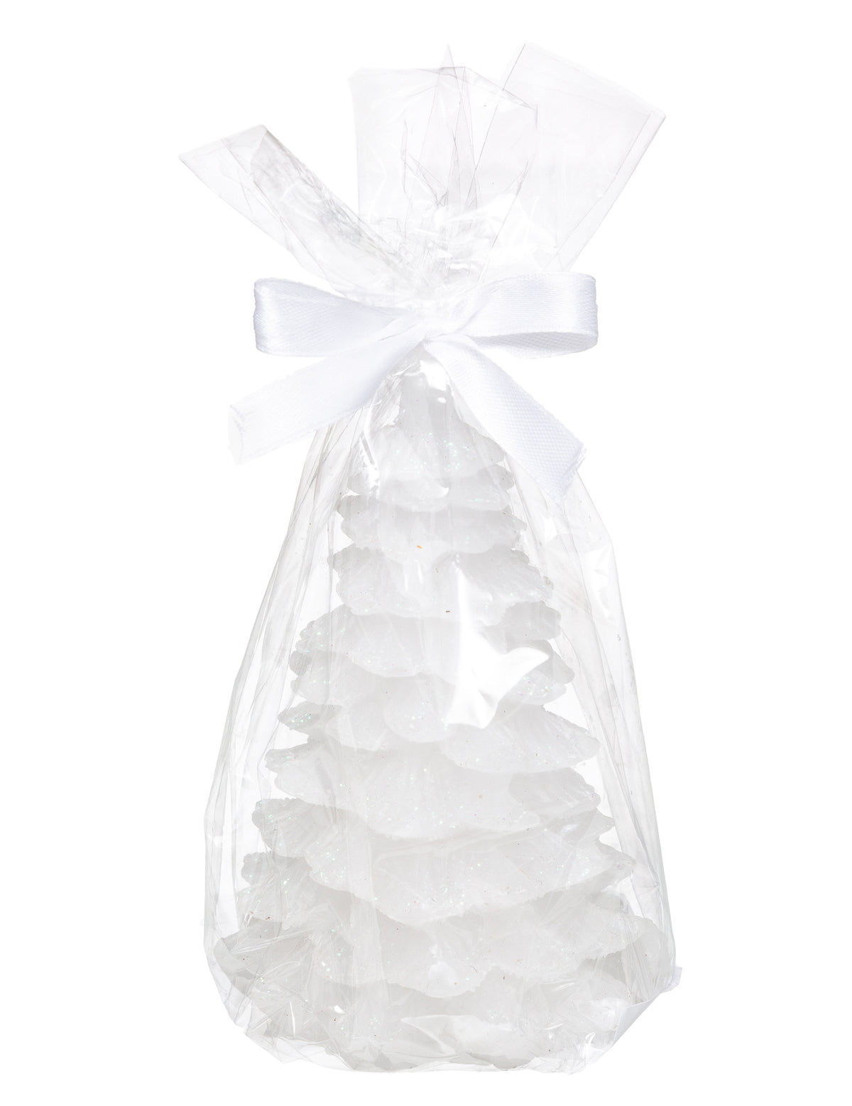 Détail de l'emballage cadeau de la bougie lumineuse sapin pour décoration de Noël