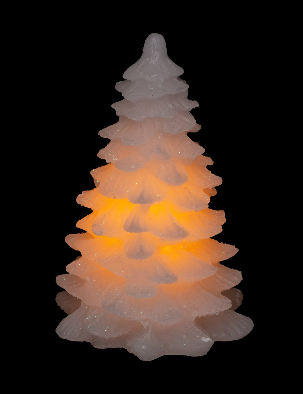 Vue de l'effet lumineux de la bougie lumineuse sapin pour décoration de Noël