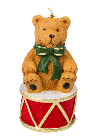 Lumânare tip urs pe tambur 11 x 6 cm Decorațiuni de Crăciun