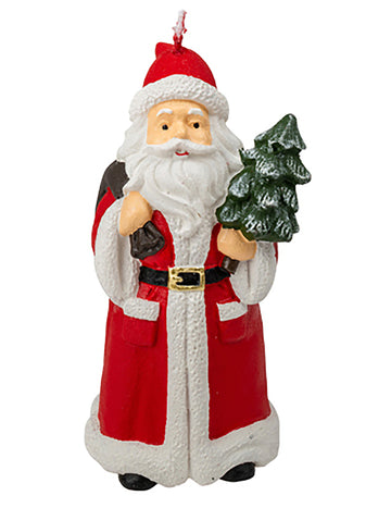 Lumânare Moș Crăciun cu brad și sac, 13,5 x 6,5 cm