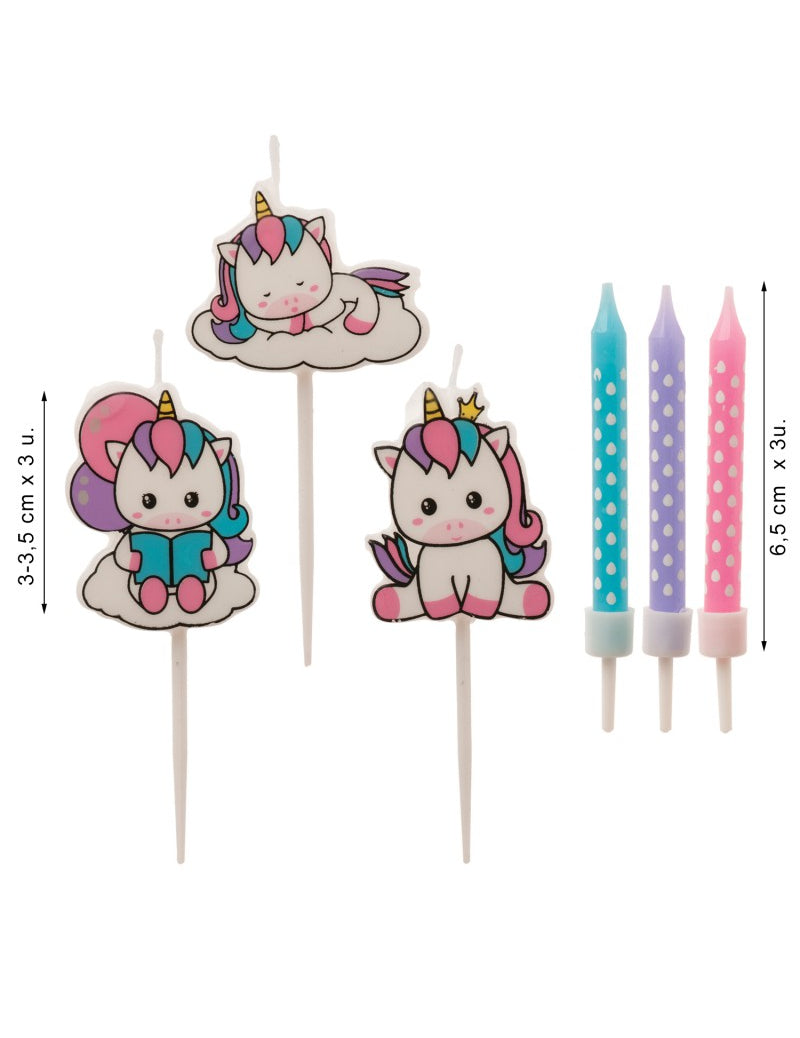 15 lumânări pastelate de unicorn pentru tort