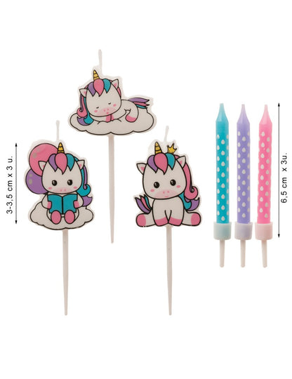 15 lumânări pastelate de unicorn pentru tort