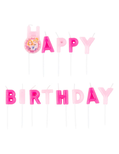 Bougies Happy Birthday Disney Princesses pour enfant rose
