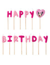 Bougies Happy Birthday Minnie pour enfant rose et fuchsia