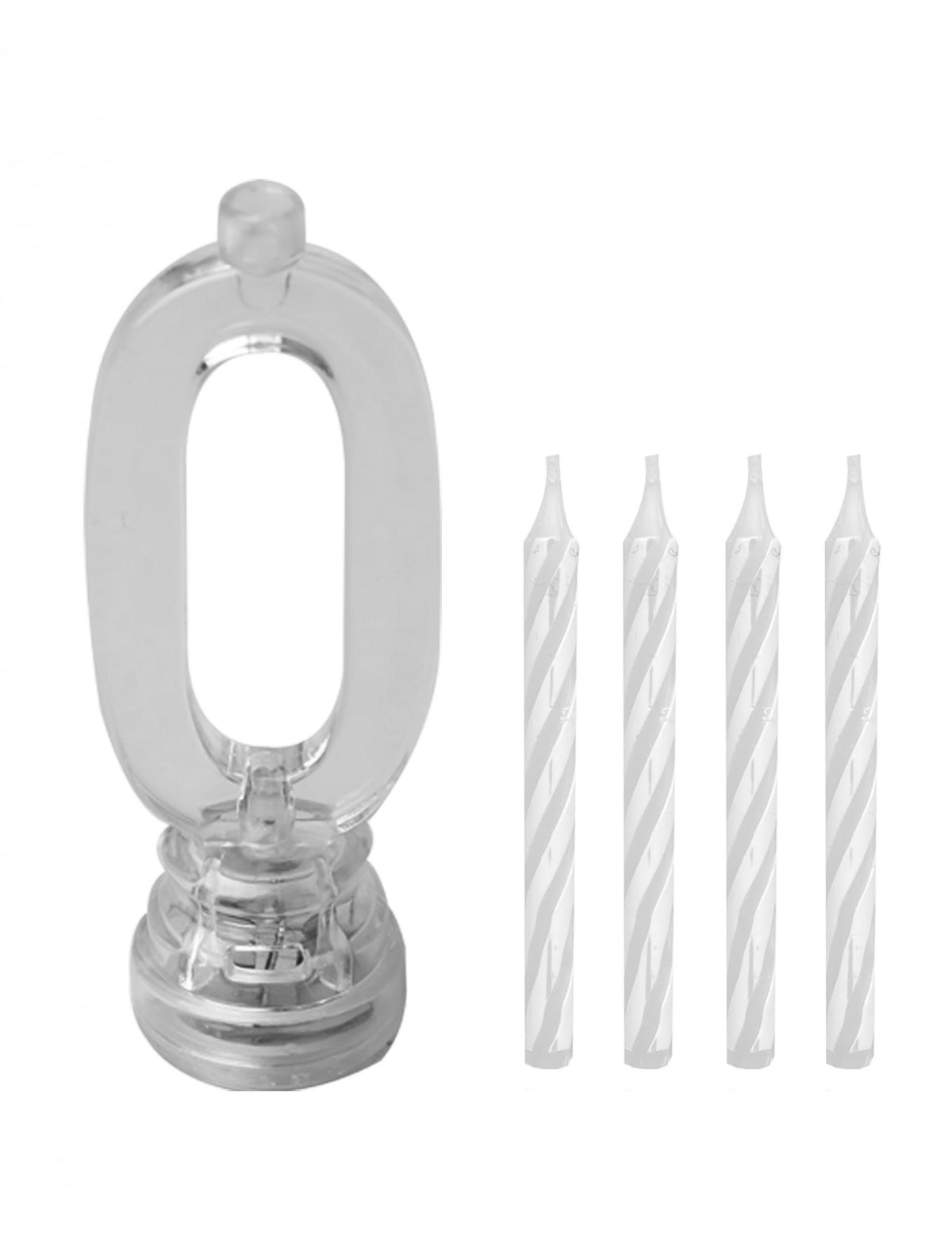 Détail du support et des bougies de rechange de la bougie lumineuse LED chiffre 0