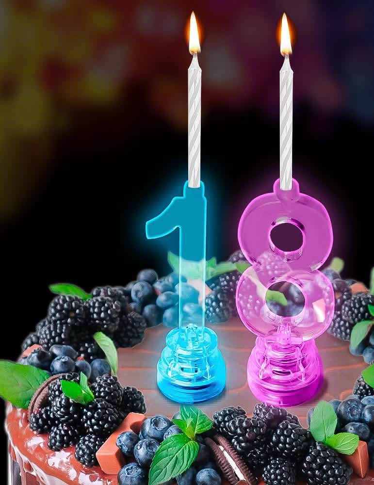 Ornament de tort cu lumânarea luminoasă LED cifra 1 pentru aniversare