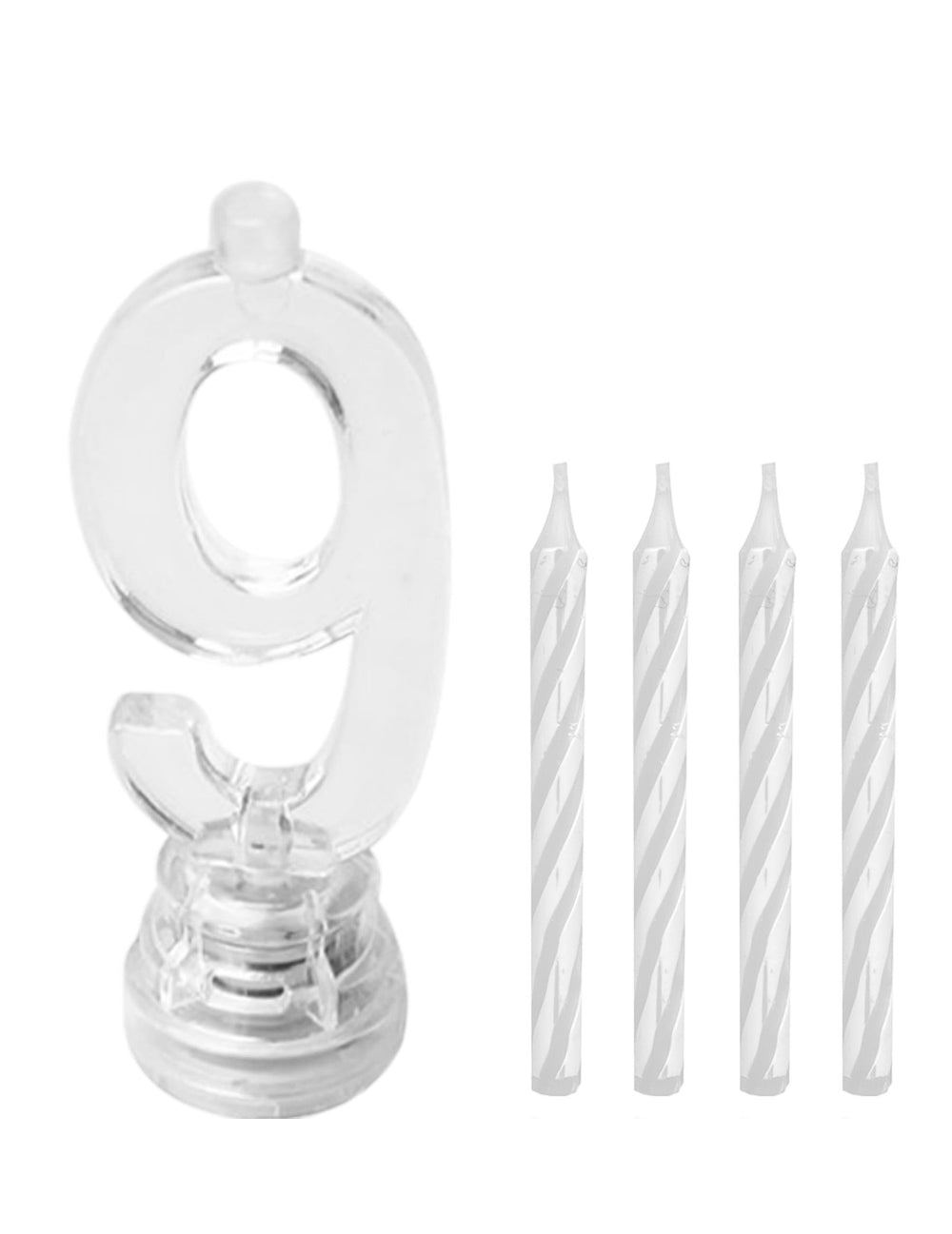 Détail du support et des bougies de la bougie lumineuse LED chiffre 9