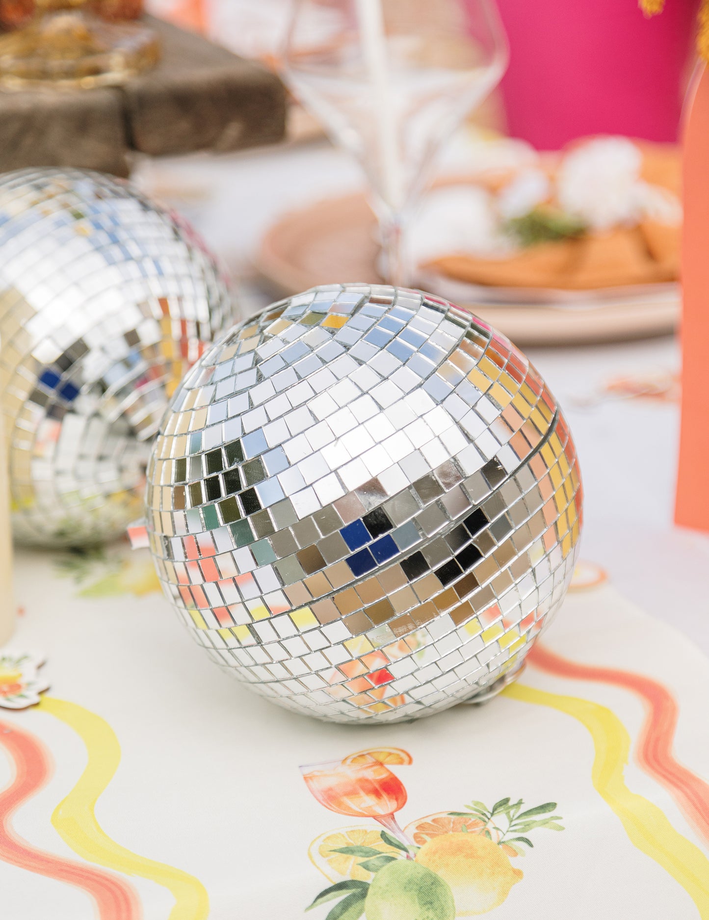 Glob disco suspendat din sticlă oglindită, argintiu, 16 cm, suprapunabil, decorațiune disco