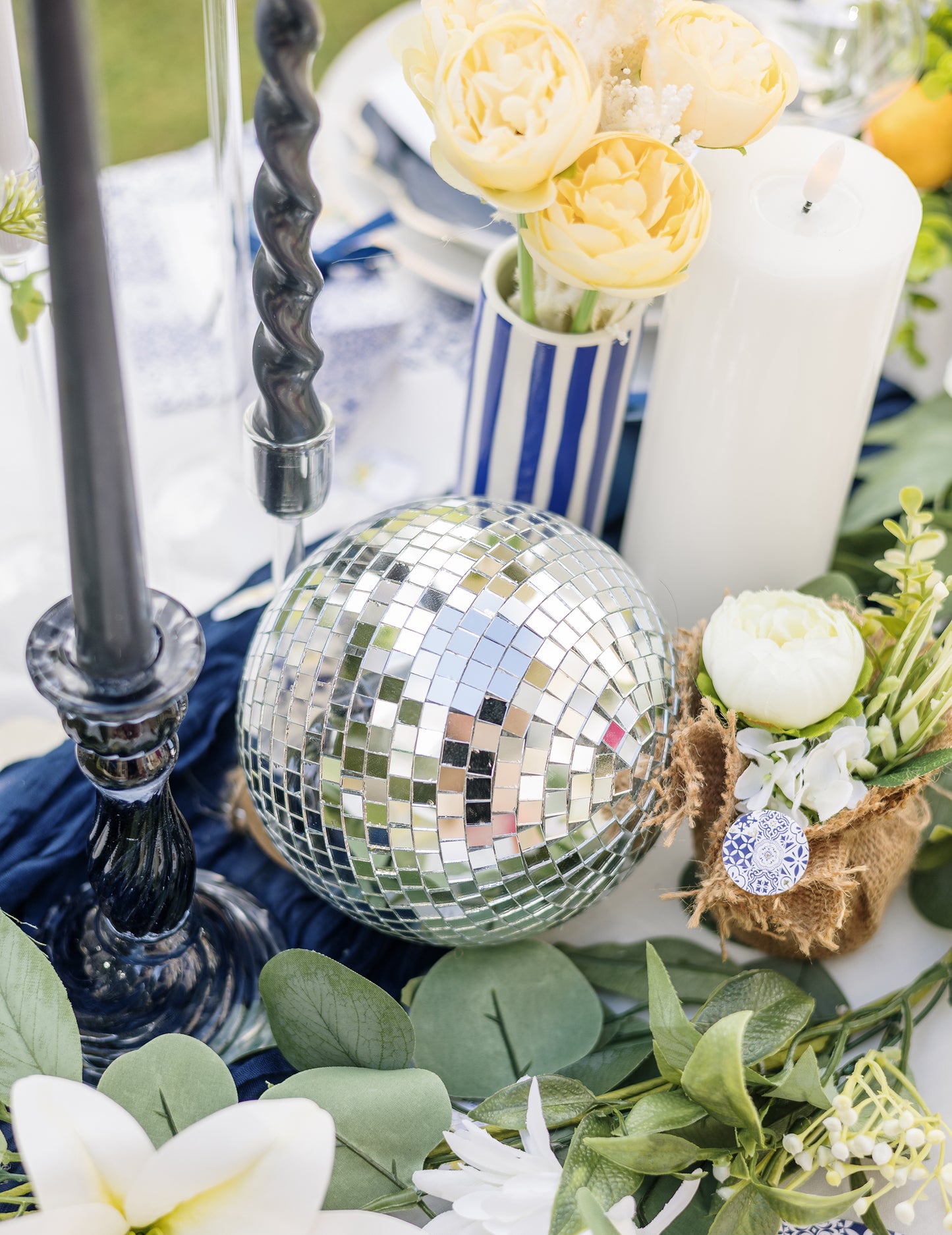 Glob disco suspendat din sticlă oglindită, argintiu, 16 cm, suprapunabil, decorațiune disco