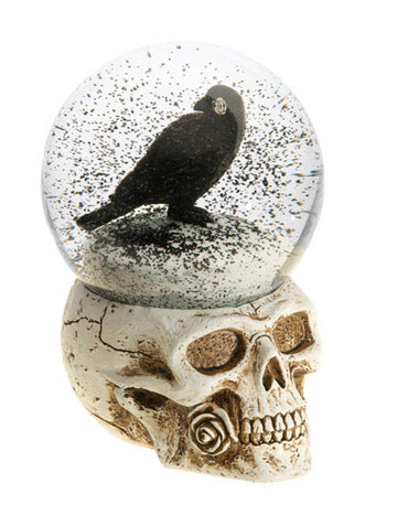 Glob de zăpadă din rășină cu craniu de corb, 15,6 cm
