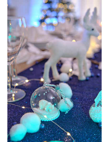 Glob de Crăciun din sticlă cu urs polar 6 cm și zăpadă