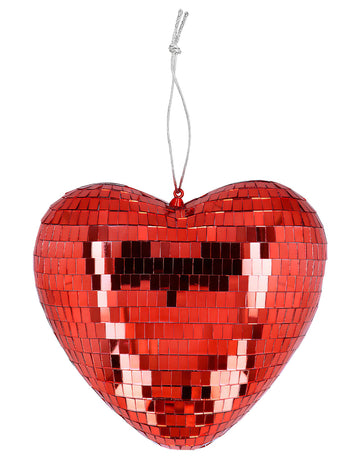 Boule disco coeur rouge - 19 cm