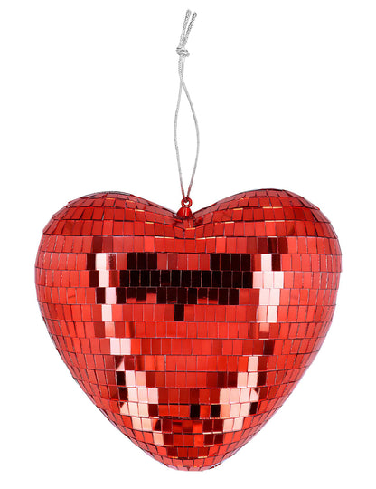 Boule disco coeur pour décoration rouge à facettes