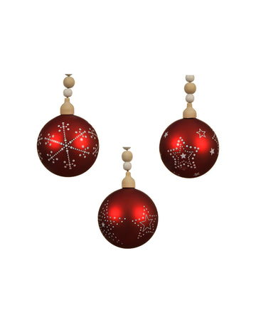 Glob de Crăciun din sticlă roșie 8 cm model aleatoriu 