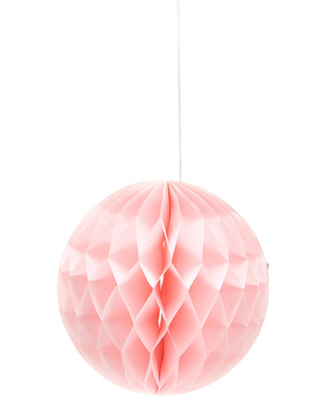 Bolană din hârtie fagure roz bombon 12 cm de agățat 
