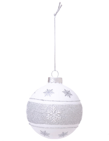 Glob de Crăciun din sticlă cu fulg de zăpadă argintiu 7 {{043н7689d36054439ed4785b0e179107}} 