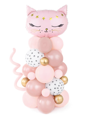 Buchet de baloane pisică roz 140 x 83 cm Set de 62 de piese