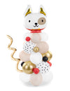 Bouquet de ballons chien blanc beige et doré kit 64 pièces
